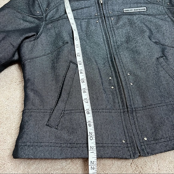 Harley Davidson Women's Denim Zip-Up Riding Jacket Reflective Patches Size Small - Picture 14 of 15